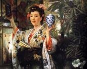 Young Lady Holding Japanese Objects - 詹姆斯·蒂索